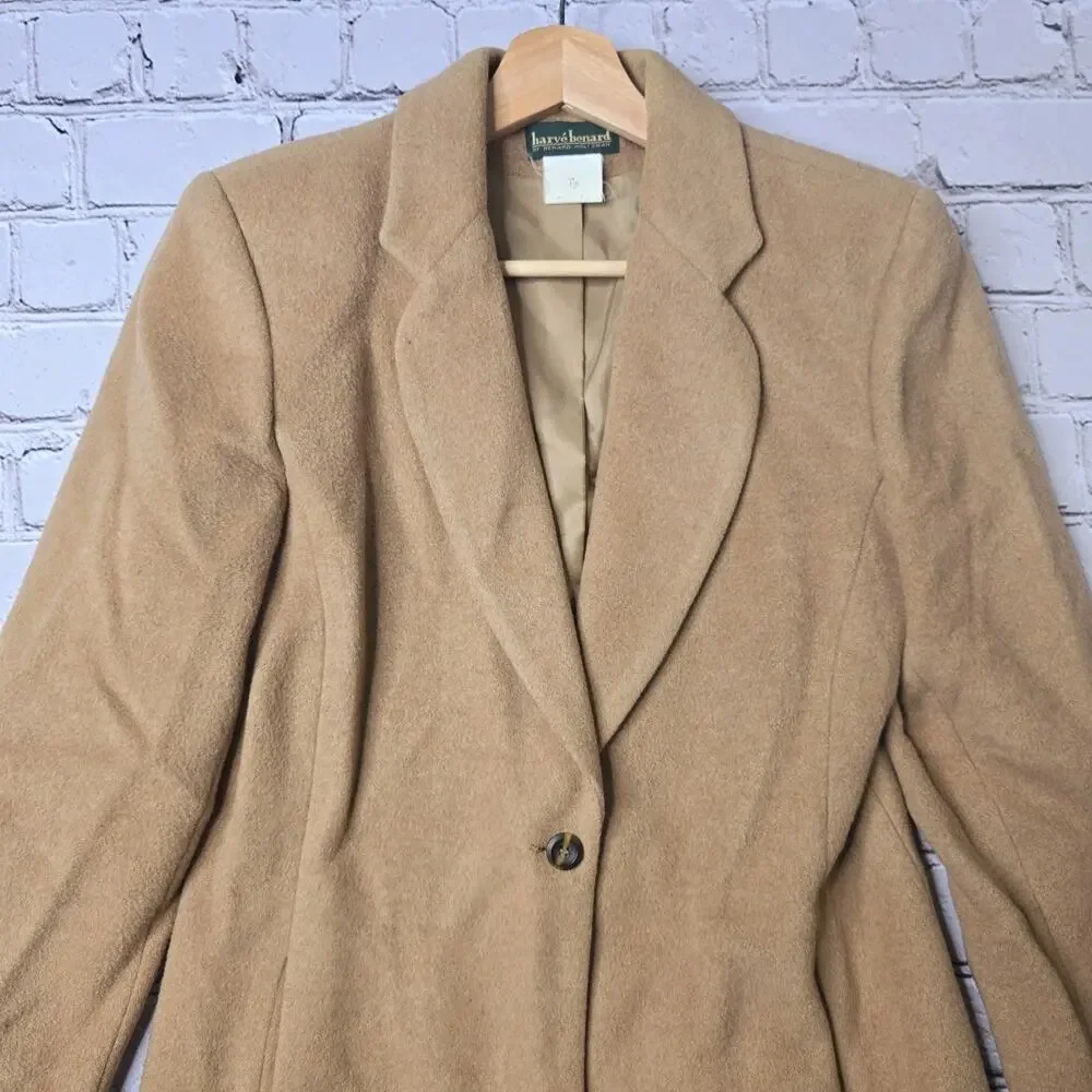 Vintage Harve Bernard Wool Blend Tan Single‎ Button Blazer Coat Jacket Size Med?